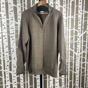 Columbia Men’s Cocoa Brown Zip Mock Neck Sweater XL